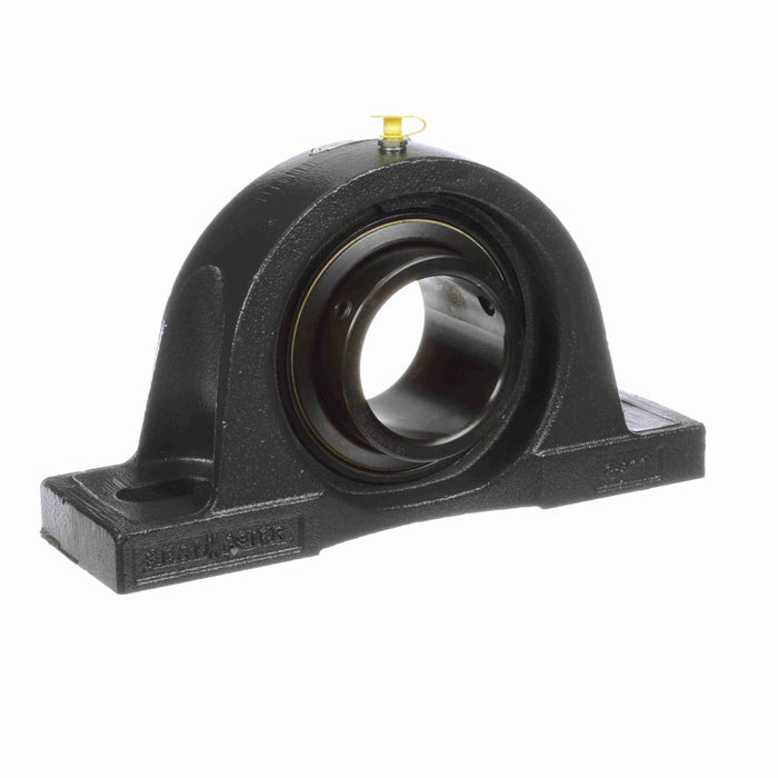 Sealmaster NPL-43 Mounted Ball Bearings, Black Oxide Bearing, Pillow Block Bearings, 2-11/16" Diameter, Cast Iron Housing, Set Screw Locking, Felt Labyrinth Seal, Wide Inner Race