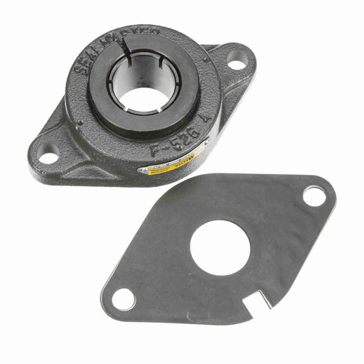 Sealmaster BSFT-20TH RMD Mounted Ball Bearings, Black Oxide Bearing, 2 Bolt Flange Bearings, 1-1/4" Diameter, Cast Iron Housing, Concentric Locking, Felth Labyrinth Seal, Reduced Maintenance - Lubed for Life, Wide Inner Race