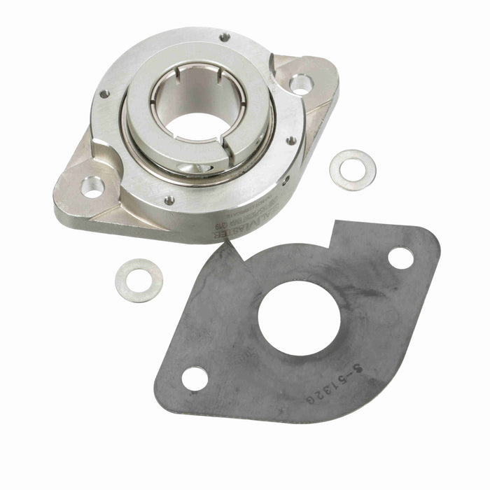 Sealmaster CRBFTS-PN20RT RMW Mounted Ball Bearings, Phosphorous Nickel Coated Bearing, 2 Bolt Flange Bearings, 1-1/4" Diameter, Stainless Steel Housing, Concentric Locking, High Performance Seal (HPS), Reduced Maintenance - Lubed for Life, Machined For Bolt on End Cap and Backside Shield Included, Wide Inner Race