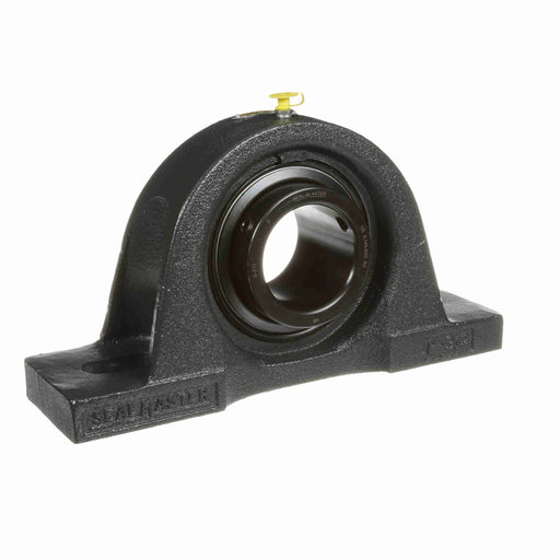 Sealmaster MP-43 CXU Mounted Ball Bearings, Black Oxide Bearing, Pillow Block Bearings, 2-11/16" Diameter, Cast Iron Housing, Set Screw Locking, Felt Labyrinth Seal, Air Handling Housing Fit, Wide Inner Race