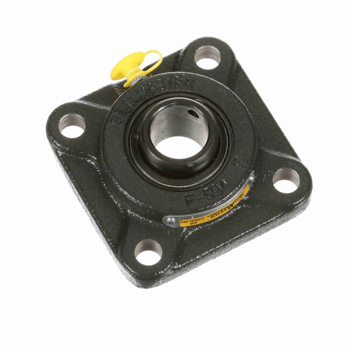 Sealmaster SF-16 CXU Mounted Ball Bearings, Black Oxide Bearing, 4 Bolt Flange Bearings, 1" Diameter, Cast Iron Housing, Set Screw Locking, Felt Labyrinth Seal, Air Handling Housing Fit, Wide Inner Race