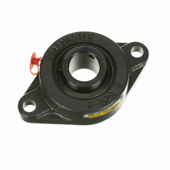 Sealmaster SFT-20 HT Mounted Ball Bearings, Black Oxide Bearing, 2 Bolt Flange Bearings, 1-1/4" Diameter, Cast Iron Housing, Set Screw Locking, Nomex Seal, High Temperature Seal, High Temperature Grease, Wide Inner Race