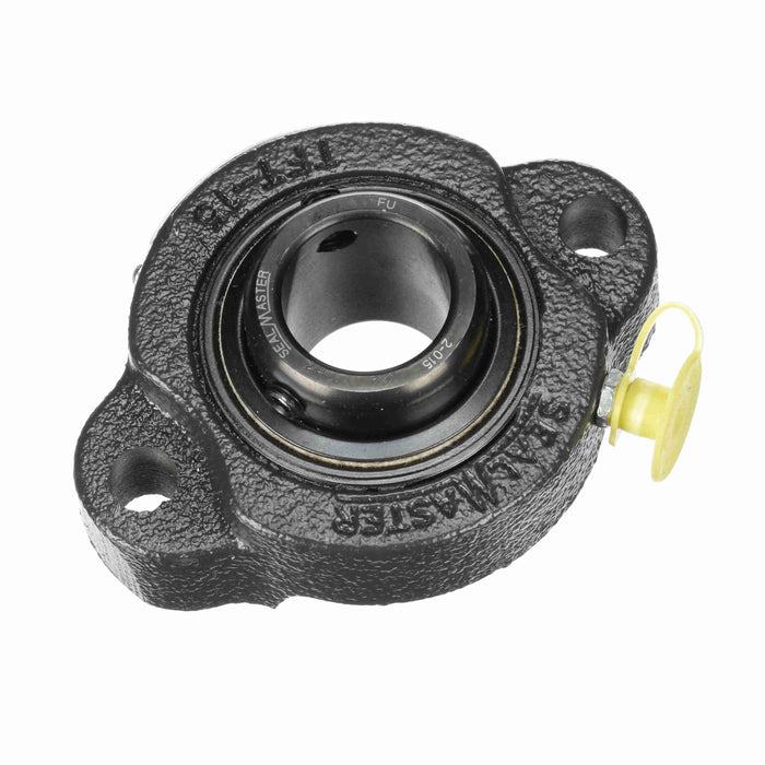 Sealmaster TFT-15 Mounted Ball Bearings, Black Oxide Bearing, 2 Bolt Flange Bearings, 15/16" Diameter, Cast Iron Housing, Set Screw Locking, Felt Labyrinth Seal, Wide Inner Race