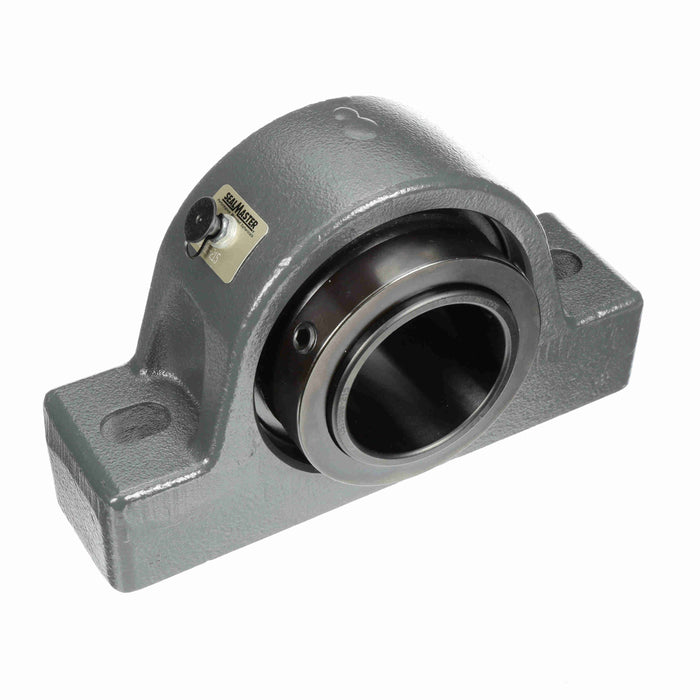 Sealmaster USRB5000E-215 Mounted Spherical Roller Bearings, Black Oxide Bearing, Pillow Block Bearings, 2-15/16" Diameter, Cast Iron Housing, Two Set Screw Lock Collars, Felt Labyrinth Seal, 