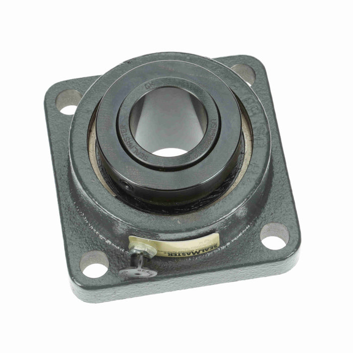 Sealmaster USFB5000-107-C Mounted Spherical Roller Bearings, Black Oxide Bearing, 4 Bolt Flange Bearings, 1-7/16" Diameter, Cast Iron Housing, Two Set Screw Lock Collars, Contact Seal, 