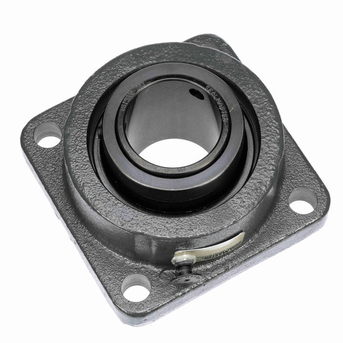 Sealmaster USFB5000-203 Mounted Spherical Roller Bearings, Black Oxide Bearing, 4 Bolt Flange Bearings, 2-3/16" Diameter, Cast Iron Housing, Two Set Screw Lock Collars, Felt Labyrinth Seal, 