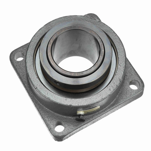 Sealmaster USFB5000-203-C Mounted Spherical Roller Bearings, Black Oxide Bearing, 4 Bolt Flange Bearings, 2-3/16" Diameter, Cast Iron Housing, Two Set Screw Lock Collars, Contact Seal, 