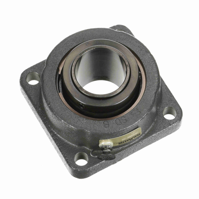 Sealmaster USFB5000E-200 Mounted Spherical Roller Bearings, Black Oxide Bearing, 4 Bolt Flange Bearings, 2" Diameter, Cast Iron Housing, Two Set Screw Lock Collars, Felt Labyrinth Seal, 