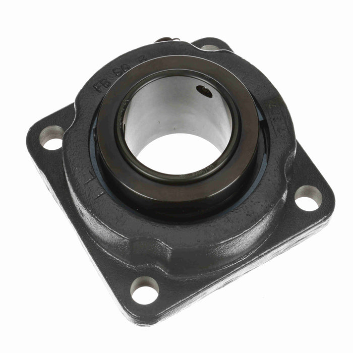 Sealmaster USFB5000E-300 Mounted Spherical Roller Bearings, Black Oxide Bearing, 4 Bolt Flange Bearings, 3" Diameter, Cast Iron Housing, Two Set Screw Lock Collars, Felt Labyrinth Seal, 