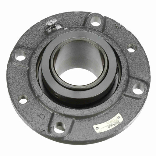 Sealmaster USFC5000-215 Mounted Spherical Roller Bearings, Black Oxide Bearing, 4 Bolt Piloted Flange Bearings, 2-15/16" Diameter, Cast Iron Housing, Two Set Screw Lock Collars, Felt Labyrinth Seal, 