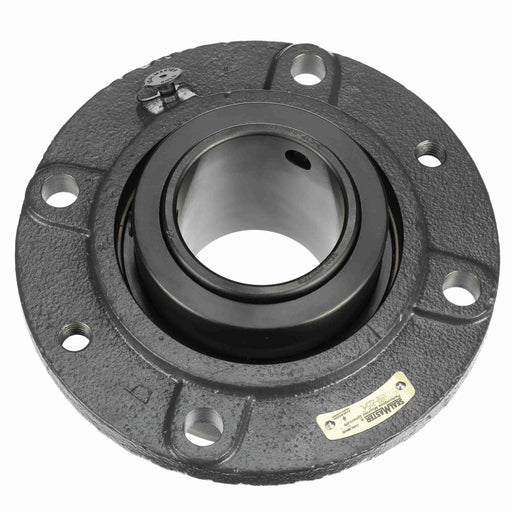 Sealmaster USFC5000-215-C Mounted Spherical Roller Bearings, Black Oxide Bearing, 4 Bolt Piloted Flange Bearings, 2-15/16" Diameter, Cast Iron Housing, Two Set Screw Lock Collars, Contact Seal, 