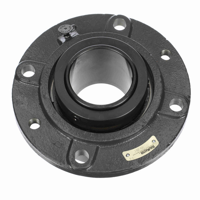 Sealmaster USFC5000-300-C Mounted Spherical Roller Bearings, Black Oxide Bearing, 4 Bolt Piloted Flange Bearings, 3" Diameter, Cast Iron Housing, Two Set Screw Lock Collars, Contact Seal, 