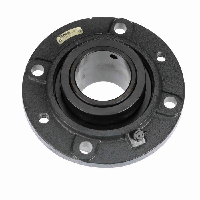 Sealmaster USFC5000-307 Mounted Spherical Roller Bearings, Black Oxide Bearing, 4 Bolt Piloted Flange Bearings, 3-7/16" Diameter, Cast Iron Housing, Two Set Screw Lock Collars, Felt Labyrinth Seal, 