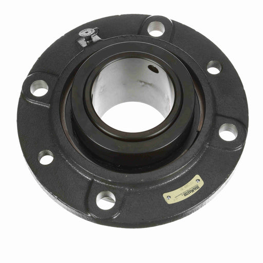 Sealmaster USFC5000-308 Mounted Spherical Roller Bearings, Black Oxide Bearing, 4 Bolt Piloted Flange Bearings, 3-1/2" Diameter, Cast Iron Housing, Two Set Screw Lock Collars, Felt Labyrinth Seal, 