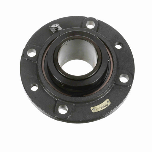 Sealmaster USFC5000E-307 Mounted Spherical Roller Bearings, Black Oxide Bearing, 4 Bolt Piloted Flange Bearings, 3-7/16" Diameter, Cast Iron Housing, Two Set Screw Lock Collars, Felt Labyrinth Seal, 