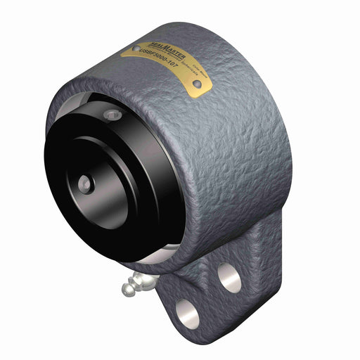 Sealmaster USBF5000-115-C Mounted Spherical Roller Bearings, Black Oxide Bearing, 3 Bolt Flange Bracket Bearings, 1-15/16" Diameter, Cast Iron Housing, Two Set Screw Lock Collars, Contact Seal, 