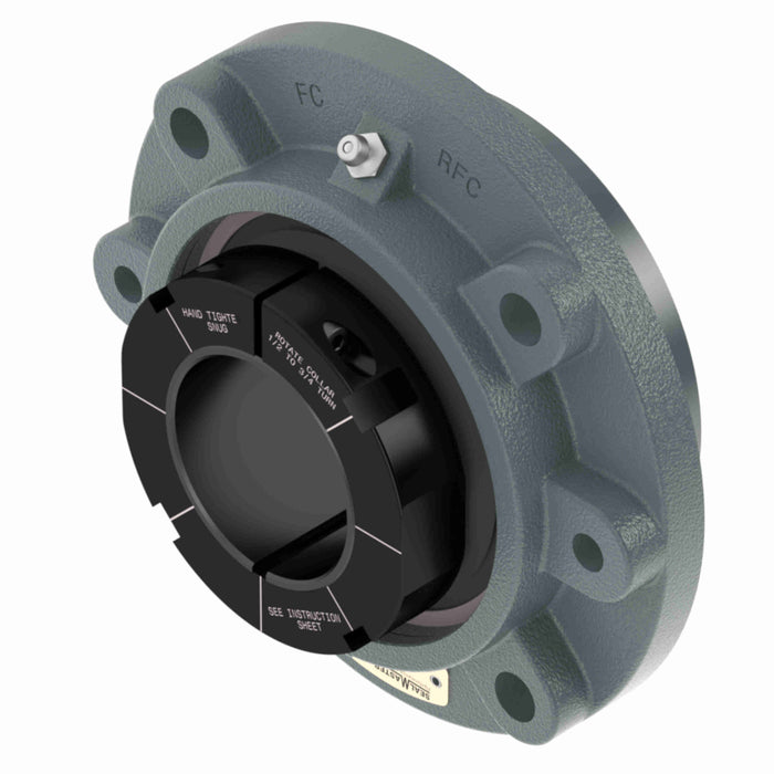 Sealmaster USFCE5000KE-211 Mounted Spherical Roller Bearings, Black Oxide Bearing, 4 Bolt Piloted Flange Bearings, 2-11/16" Diameter, Cast Iron Housing, Adapter Locking, Felt Labyrinth Seal, 