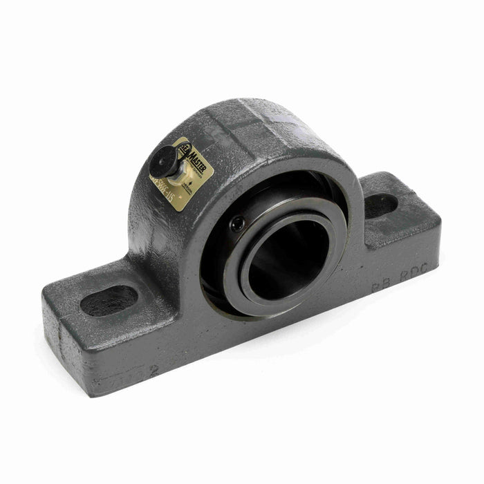 Sealmaster USRBE5000E-203 Mounted Spherical Roller Bearings, Black Oxide Bearing, Pillow Block Bearings, 2-3/16" Diameter, Cast Iron Housing, Two Set Screw Lock Collars, Felt Labyrinth Seal, 