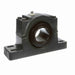 Sealmaster USRBF5520E-307-C Mounted Spherical Roller Bearings, Black Oxide Bearing, 4 Bolt Pillow Block Bearings, 3-7/16" Diameter, Cast Iron Housing, Adapter Locking, Contact Seal, 