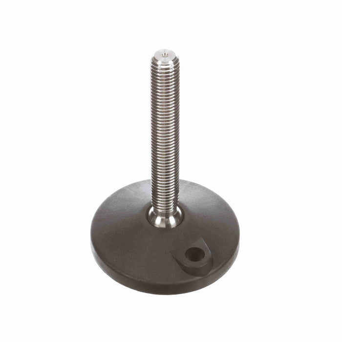 Conveyor Components Frame & Structure Supports Polyamide Base Stainless Steel Threads Leveler Articulating 4" Diameter 4-1/2" Spindle 3/4"-10 Thread 