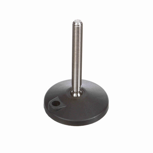 Conveyor Components Frame & Structure Supports Polyamide Base Stainless Steel Threads Leveler Articulating 4" Diameter 4-1/2" Spindle 5/8"-11 Thread 