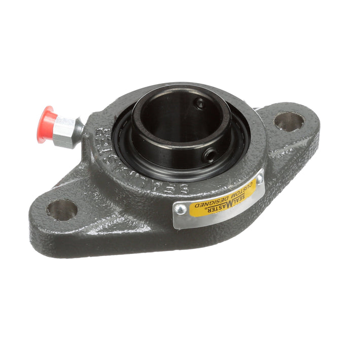 Sealmaster SFT-23 HTC Mounted Ball Bearings, Black Oxide Bearing, 2 Bolt Flange Bearings, 1-7/16" Diameter, Cast Iron Housing, Set Screw Locking, Contact Seal, High Temperature Seal, High Temperature Grease, Wide Inner Race