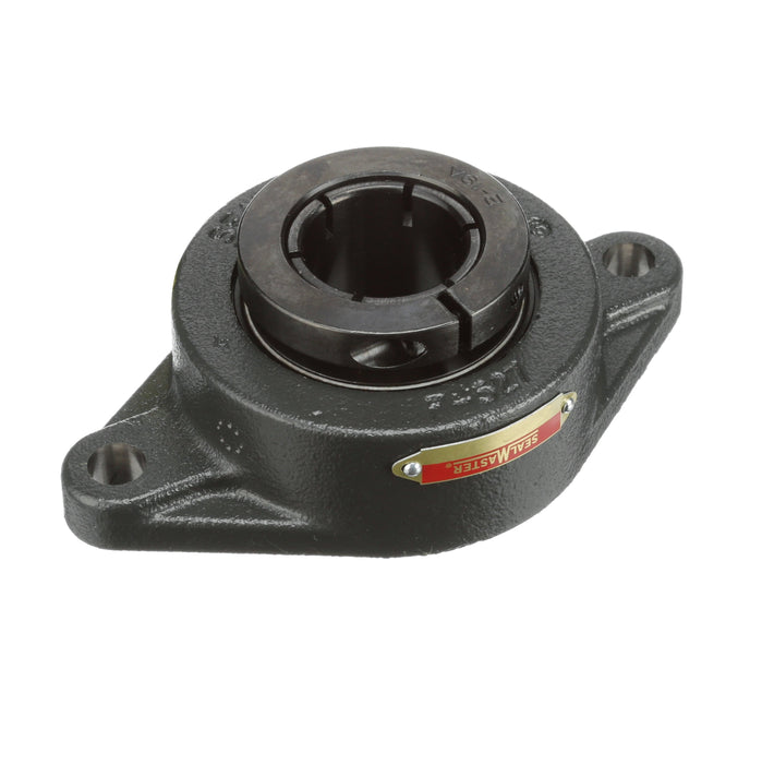 Sealmaster SFT-24T RM Mounted Ball Bearings, Black Oxide Bearing, 2 Bolt Flange Bearings, 1-1/2" Diameter, Cast Iron Housing, Concentric Locking, Felt Labyrinth Seal, Reduced Maintenance - Lubed for Life, Wide Inner Race