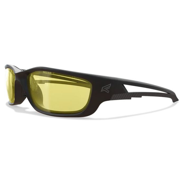 Edge Eyewear Kazbek XL SK-XL112 safety glasses with wide black frame and yellow lens