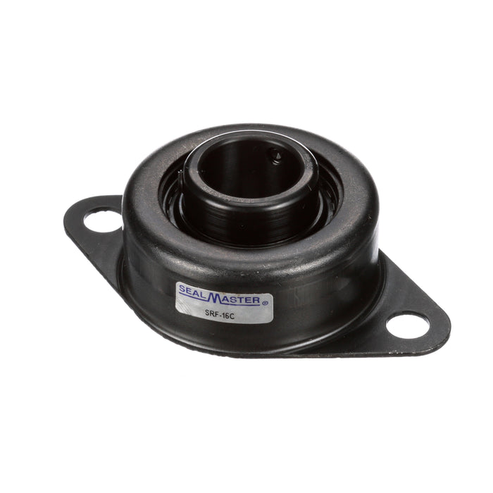 Sealmaster SRF-20RC Mounted Ball Bearings, Black Oxide Bearing, 2 Bolt Flange Bearings, 1-1/4" Diameter, Stamped Steel Housing, Set Screw Locking, Contact Seal, Wide Inner Race