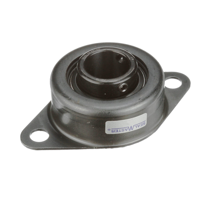 Sealmaster SRF-8 Mounted Ball Bearings, Black Oxide Bearing, 2 Bolt Flange Bearings, 1/2" Diameter, Stamped Steel Housing, Set Screw Locking, Felt Labyrinth Seal, Wide Inner Race