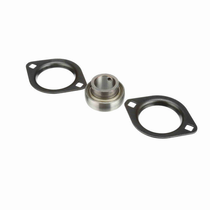 Mounted Stamped Steel Two Bolt Flange Ball Bearing 52100 Bearing Steel Setscrew Lock