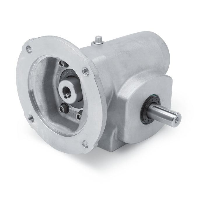 Speed Reducer Tigear-2 Worm Gear Speed Reducers 60:1 Right Solid Output Shaft 2.62" Center Distance 56C Input Quill Style Motor Flange No Base Kit Single Reduction Right Angle Washdown 