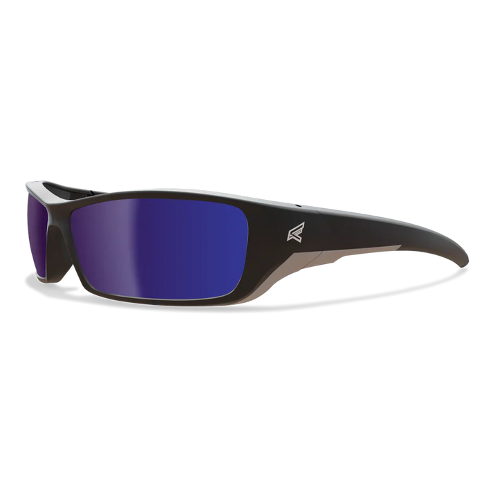 Edge Eyewear Reclus TSRAP218 safety glasses with black frame and polarized aqua precision blue mirror lens