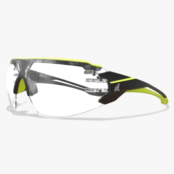 Edge Eyewear Dawson 411VS safety glasses with black frame and clear vapor shield lens