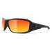 Edge Eyewear Brazeau Torque TXBAP239 safety glasses with matte black frame and polarized aqua precision red mirror lens