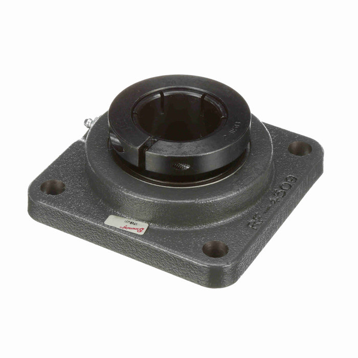 Mounted Cast Iron Four Bolt Flange Ball Bearing 52100 Bearing Steel, Black Oxided Inner Concentric Lock