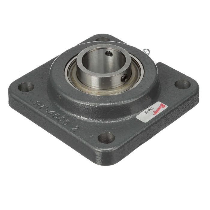 Mounted Cast Iron Four Bolt Flange Ball Bearing 52100 Bearing Steel, Black Oxided Inner Setscrew Lock