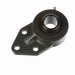 Mounted Cast Iron Three Bolt Flange Bracket Ball Bearing 52100 Bearing Steel, Black Oxided Inner Setscrew Lock