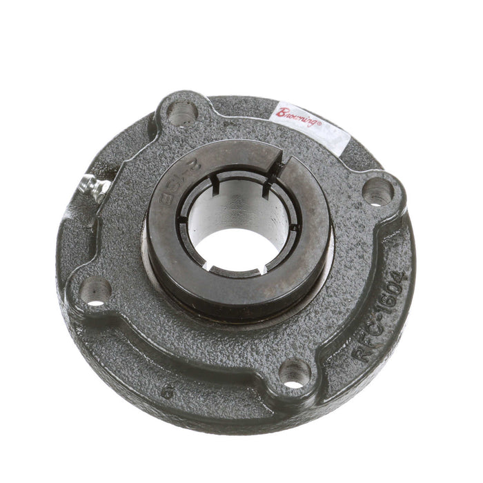 Mounted Cast Iron Flange Cartridge Ball Bearing 52100 Bearing Steel, Black Oxided Inner Concentric Lock
