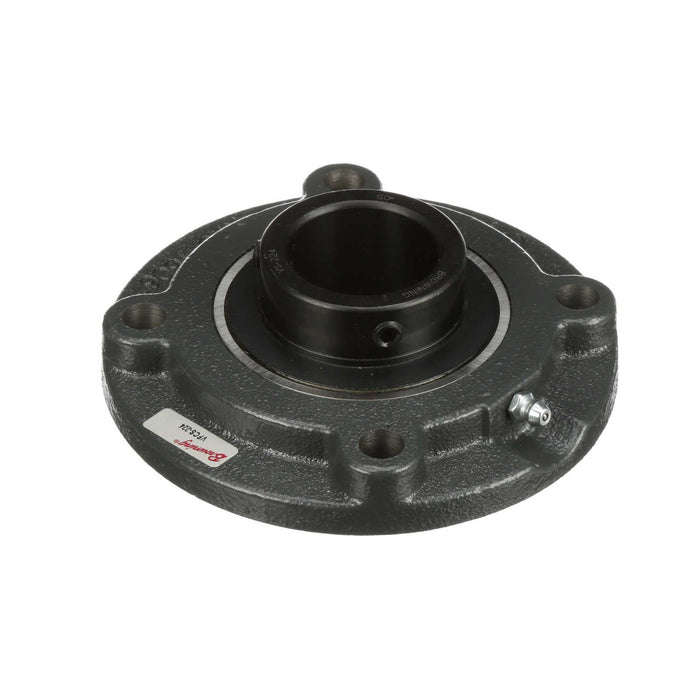 Mounted Cast Iron Flange Cartridge Ball Bearing 52100 Bearing Steel, Black Oxided Inner Setscrew Lock