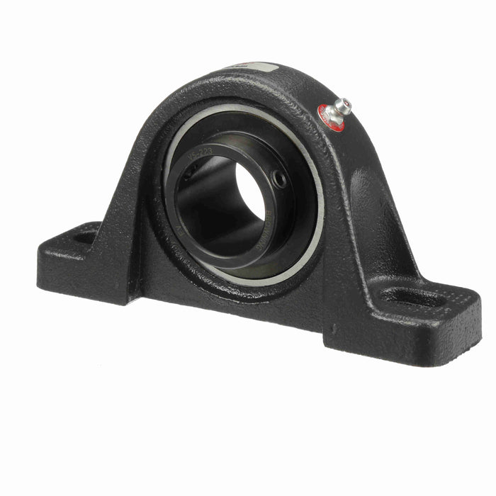 Mounted Cast Iron Two Bolt Low Base Pillow Block Ball Bearing 52100 Bearing Steel, Black Oxided Inner Setscrew Lock