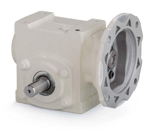Speed Reducer Tigear-2 Worm Gear Speed Reducers 60:1 Double Solid Output Shaft 4.75" Center Distance 180TC Input Quill Style Motor Flange No Base Kit Single Reduction Right Angle White Epoxy Paint 