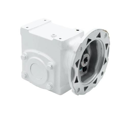 Speed Reducer Tigear-2 Worm Gear Speed Reducers 50:1 Right Solid Output Shaft 4.75" Center Distance 180TC Input Quill Style Motor Flange No Base Kit Single Reduction Right Angle White Epoxy Paint 