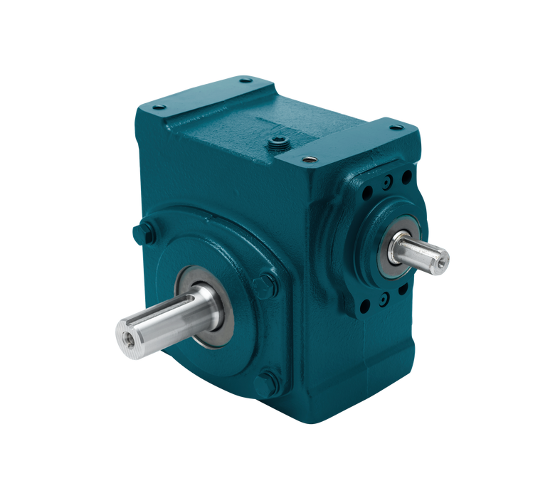 Speed Reducer Tigear-2 Worm Gear Speed Reducers 50:1 Left Solid Output Shaft 4.75" Center Distance Solid Input Shaft No Base Kit Single Reduction Right Angle White Epoxy Paint 