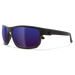 Edge Eyewear Defiance ZTDFAP218 safety glasses with matte black wayfarer frame and polarized aqua precision blue mirror lens