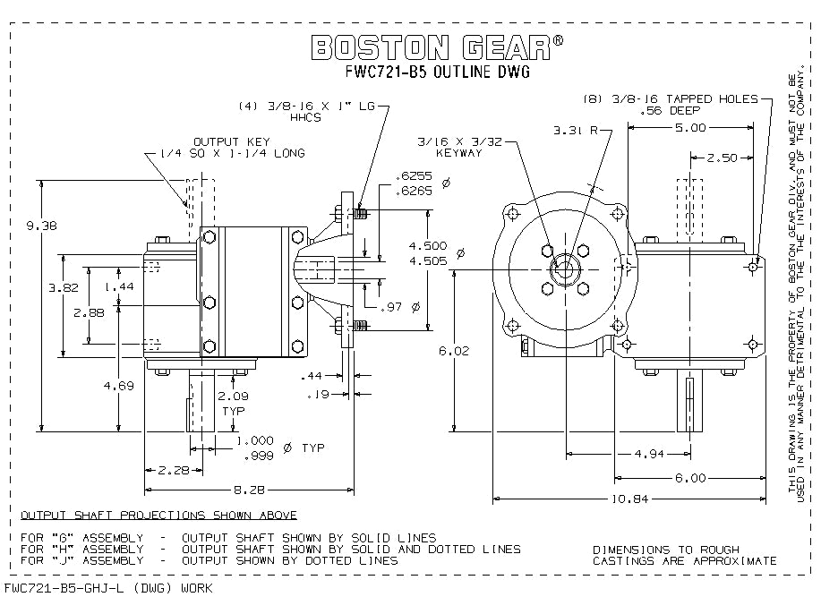FWC721-600-B5-G Double Reduction Right Angle Worm Gear Speed Reducer