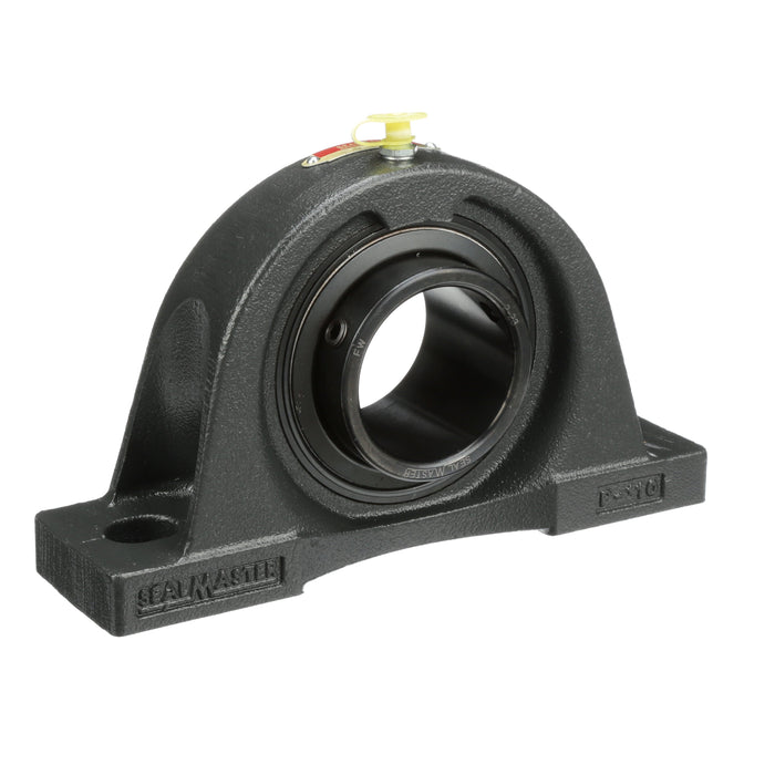 Sealmaster NP-31 LO Mounted Ball Bearings, Black Oxide Bearing, Pillow Block Bearings, 1-15/16" Diameter, Cast Iron Housing, Set Screw Locking, Felt Labyrinth Seal, Low Drag, Wide Inner Race