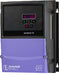 Blue and black rectangular cube shaped variable frequency drive with keypad and invertek optidrive e3 and IP66 NEMA 4X printed on it