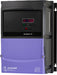 Blue and black rectangular cube shaped variable frequency drive with keypad and invertek optidrive e3 and IP66 NEMA 4X printed on it