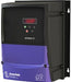 Blue and black rectangular cube shaped variable frequency drive with keypad and invertek optidrive e3 and IP66 NEMA 4X printed on it